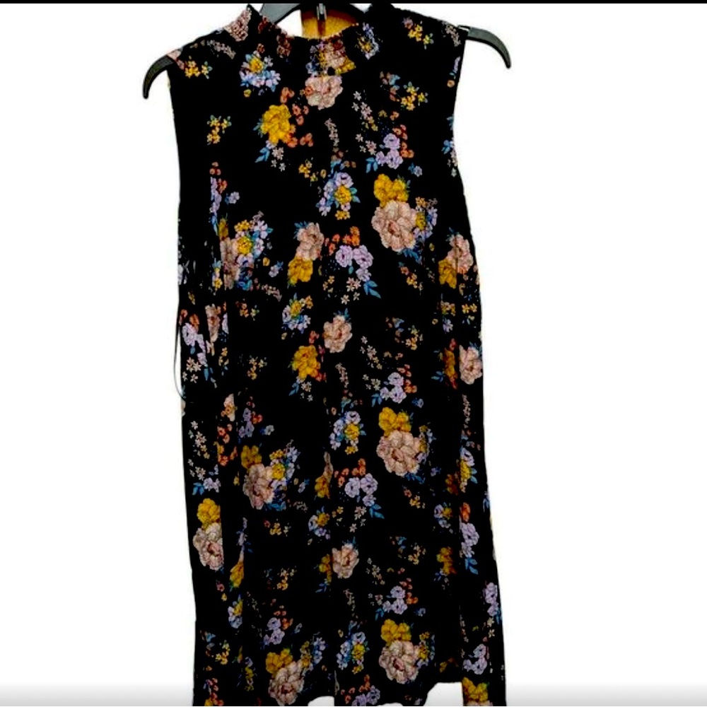 Pink Rose Women's Black Bouquet Sleeveless Elastic Knee Length - Picture 1 of 7
